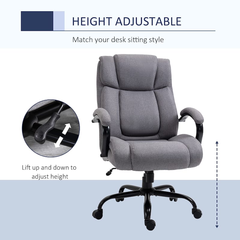 Vinsetto Big and Tall Executive Office Chair High Back Computer Desk Chair Ergonomic Swivel Chair with Linen Fabric