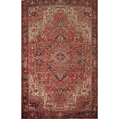 Hand Knotted Oriental 100% Wool Carpet Traditional Medallion Red Heriz Area Rug - 12' 2'' X 9' 8''