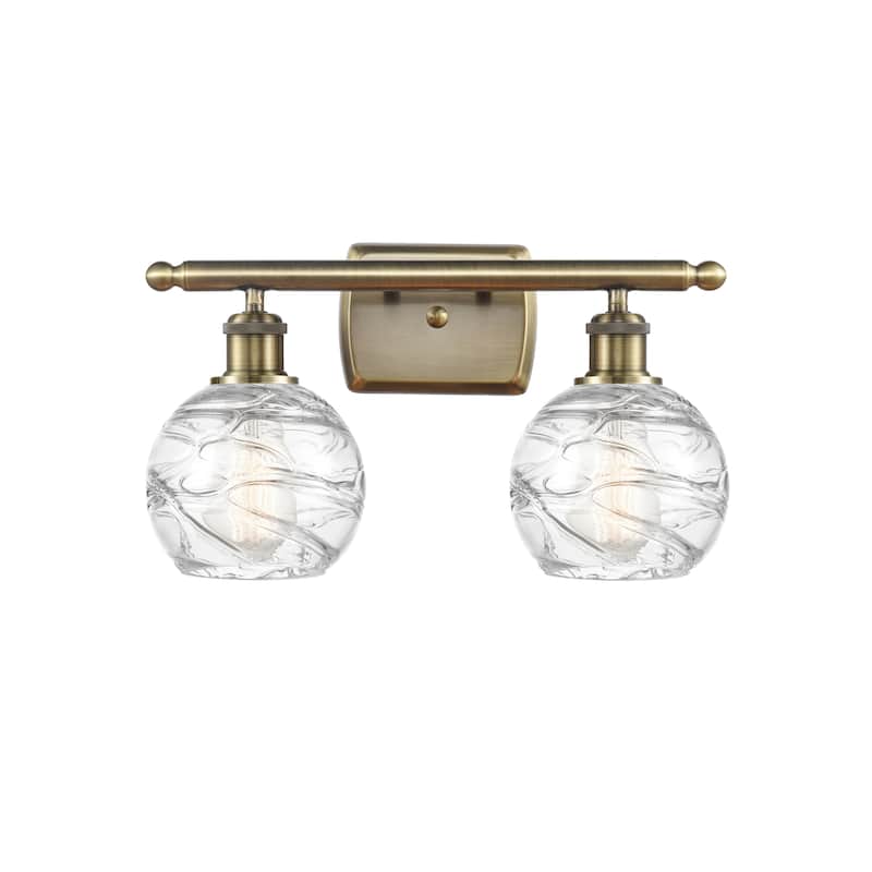 Innovations Lighting Athens Deco Swirl 2 Light 16" Bath Vanity Light - Antique Brass