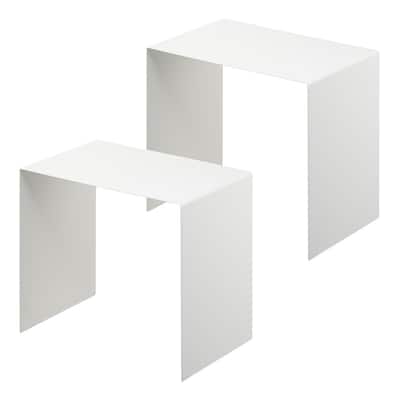 Yamazaki Home Riser (Set of 2), Steel, Supports 4 pounds, No Assembly - L 7.87 x W 12.2 x H 11.02 inches
