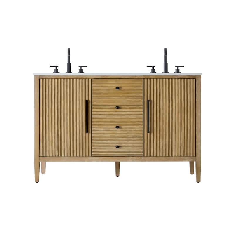 Elegant Lighting VF29654D Blakely 54" Free Standing Double Basin - Linen Oak