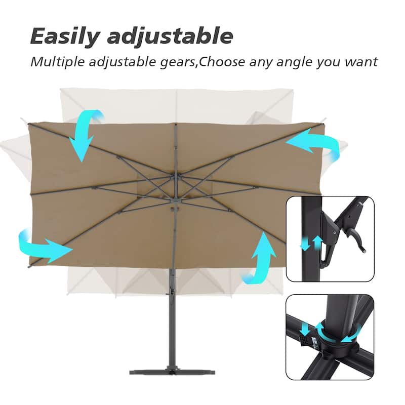 10 x 13 ft Aluminum Crank-lift Cantilever Patio Umbrella