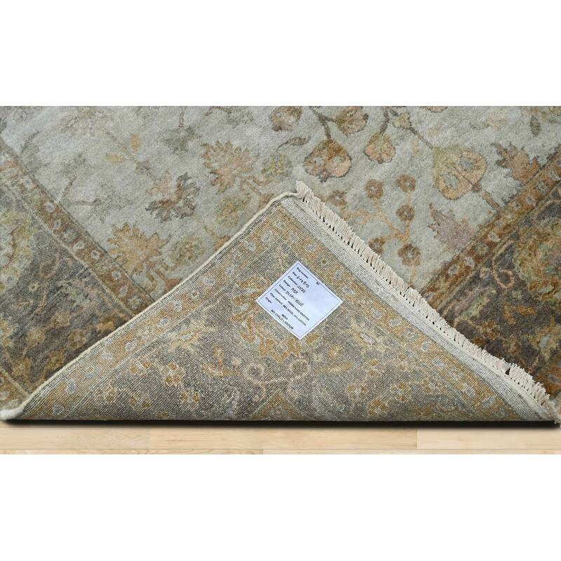 Multi Size Hand Knotted Blue Traditional Oushak Wool Oriental Area Rug - 6' 1'' x 8' 10''