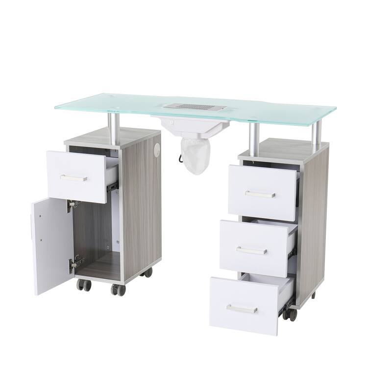Manicure Table GLASGLOW Light Wood Salon Nail Table Salon Furniture - N/A
