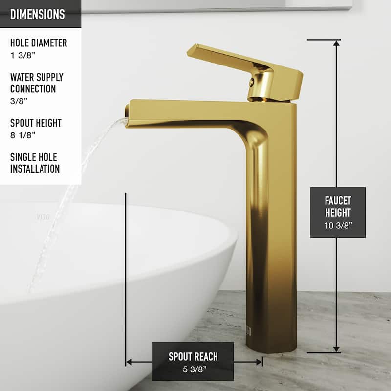 VIGO Bryant 15"L x 15"W MatteStone Vessel Sink and Amada 10"H Faucet Set