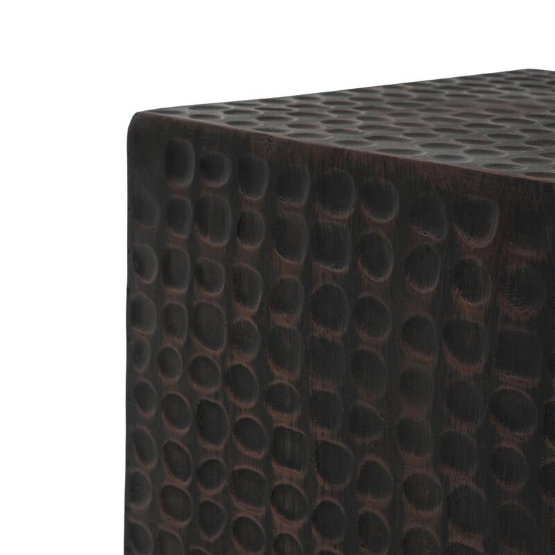 Outdoor Side Table, Patio End Table Cube, MGO Fluted Coffee Table for Outside, Garden, Backyard, Poolside Accent Table