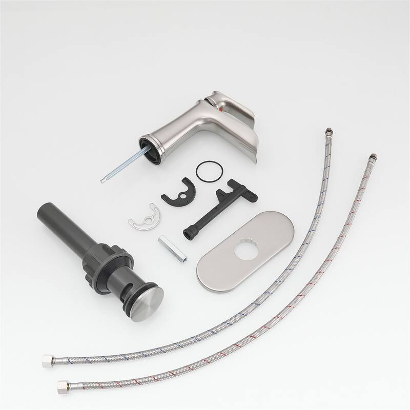 Single Handle Waterfall Bathroom Faucet with Drain Assembly Brass 1 Hole Modern Bathroom Sink Vanity Taps with Deck Plate
