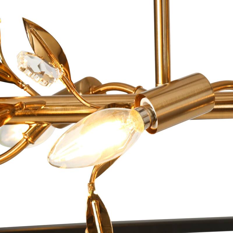 Mid-Century Modern 6-Light Crystal Chandelier Kitchen Island Lights - L 31.5" x W 11.8" x H 20.5"