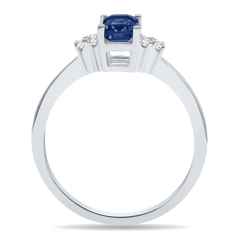 Sapphire and Diamond Regal Ring in 10k White Gold