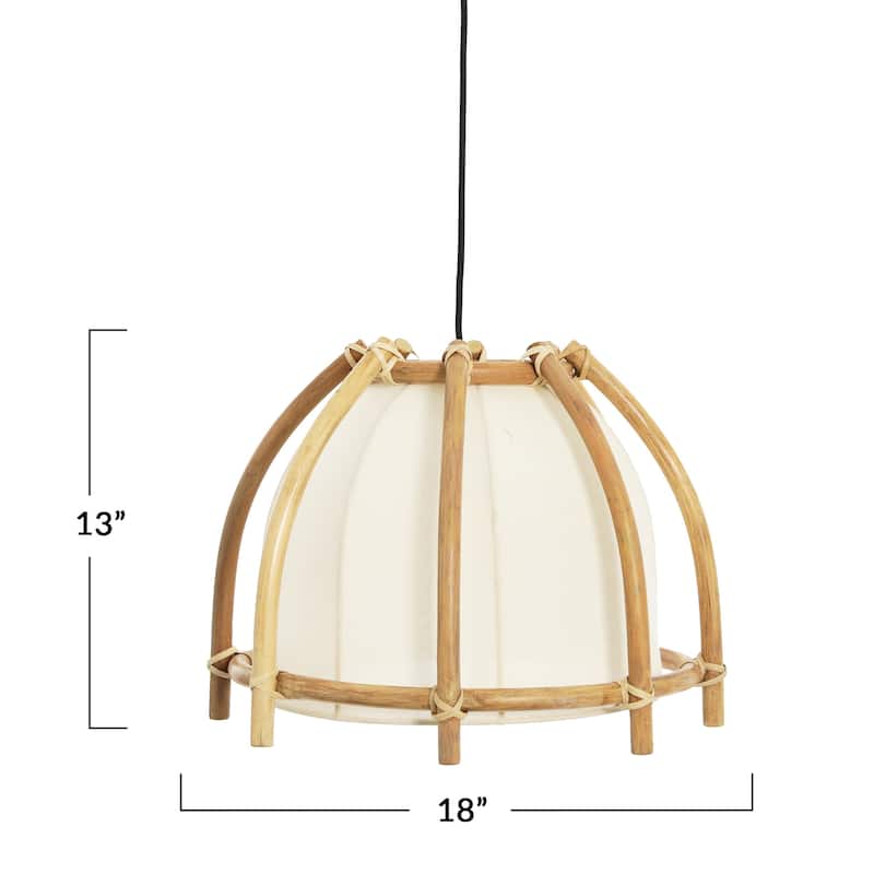 Rattan and Cotton Pendant Lamp