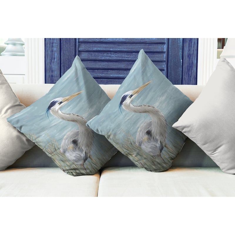 Laural Home Heron by the Bay Outdoor Decorative Pillow