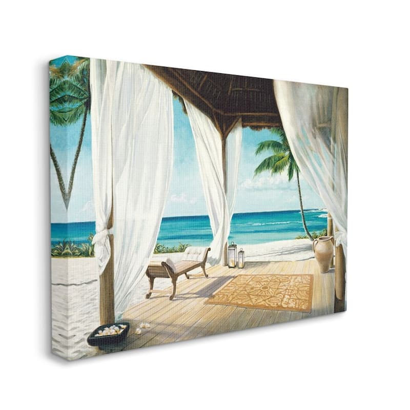 Stupell Beach Resort Ocean Sea Landscape Painting Canvas Wall Art