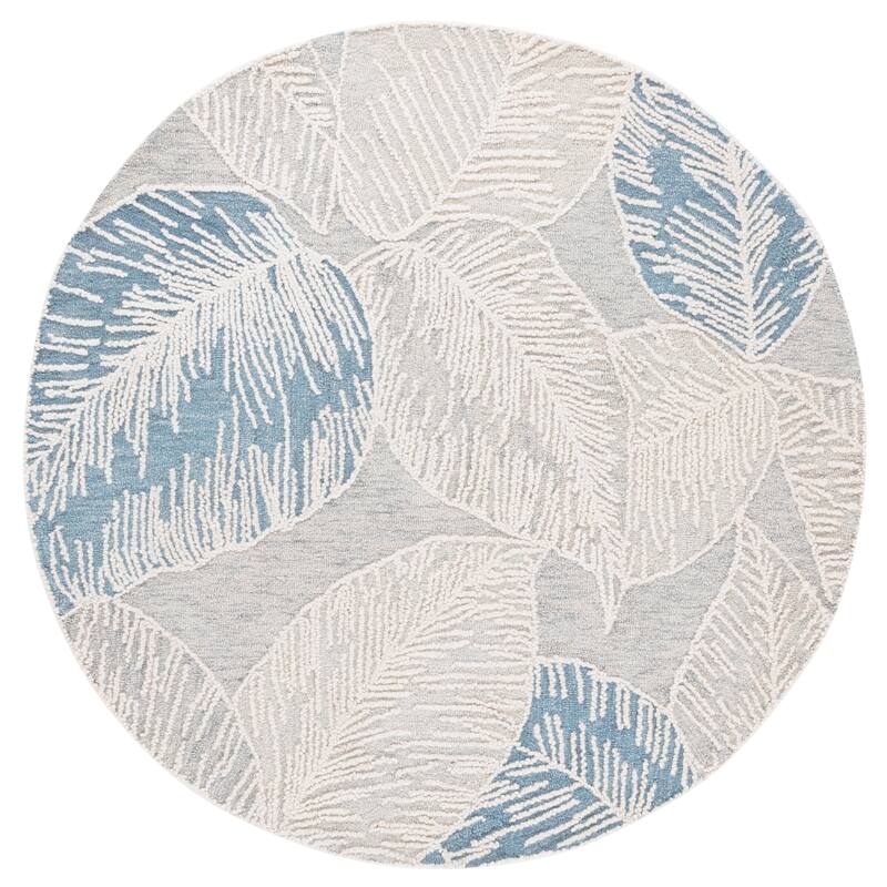 SAFAVIEH Handmade Jardin Mridula Wool Rug - Blue/Ivory - 6' Round