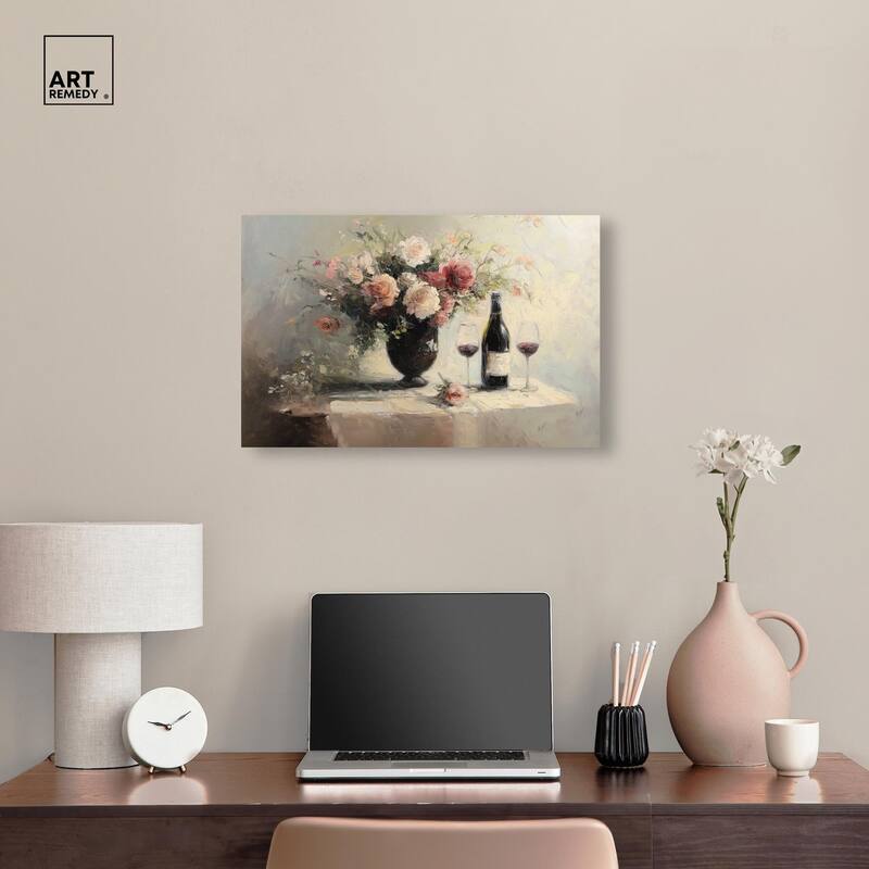 Roses and Red Wine Canvas by Art Remedy, Gallery Wrapped
