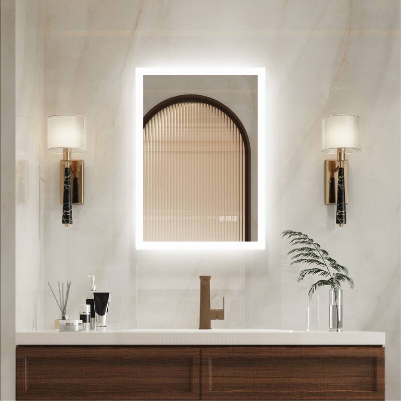 Wall Mounted Bathroom Frameless With Back/Front Light LED Mirror,Anti-fog - 28'' H x 20'' W