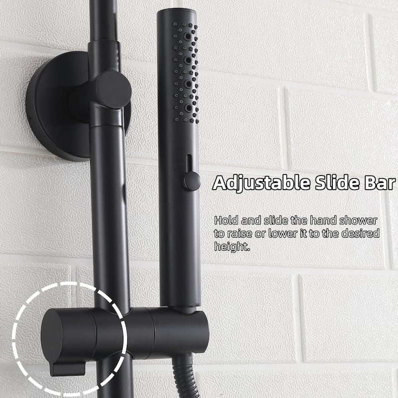 Modland 4-Way Exposed Retrofit Shower System with Rainfall & Handheld, Easy Install in Black/Nickel/Chrome