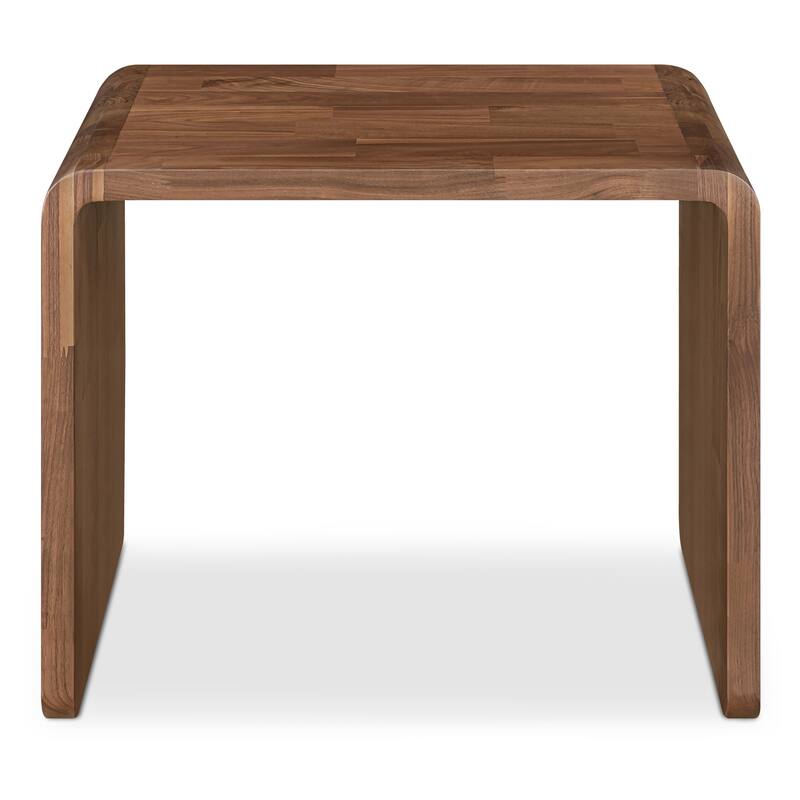NADAAL STUDIOS Marenith Side Table, C-Side Solid Walnut Curved Edge Reversible Use, Walnut Brown
