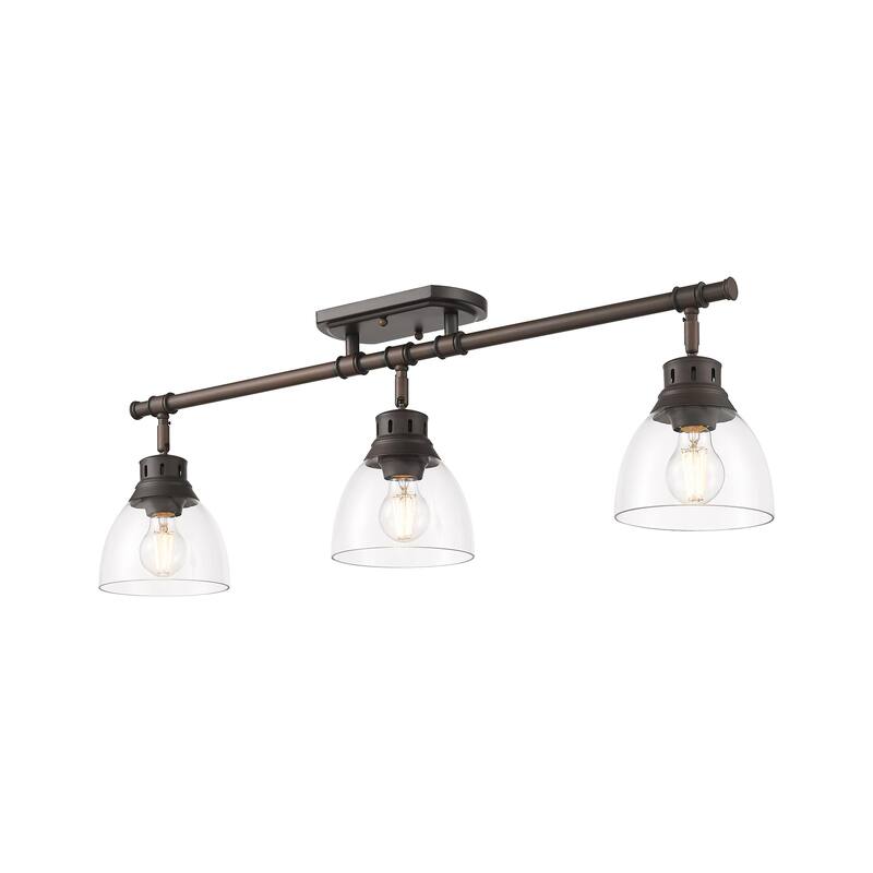 Yep by Golden Lighting Duncan 3-light Semi-Flush Mount in Rubbed Bronze and Clear Glass - Rubbed Bronze - 3-Light Semi-flush