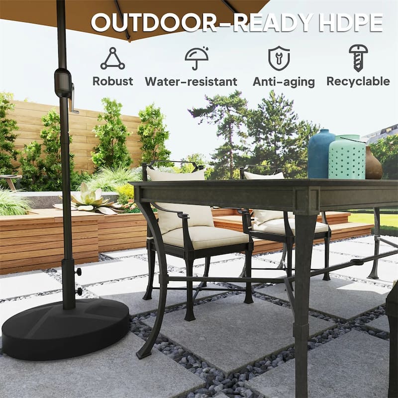 Outdoor Umbrella Base Heavy Duty HDPE Patio Parasol Stand Fillable with Water or Sand - Φ22" x 15.7" H