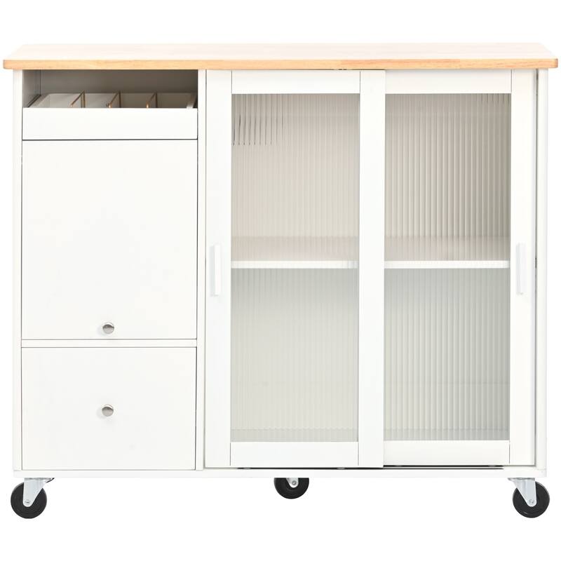 Merax Large Kitchen Island Cart with an Adjustable Shelf and 2 Drawers