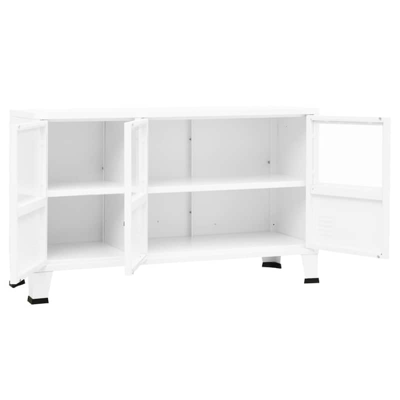 vidaXL Sideboard Industrial Storage Cabinet for Living Room Metal and Glass - 41.3" x 13.8" x 24.4"