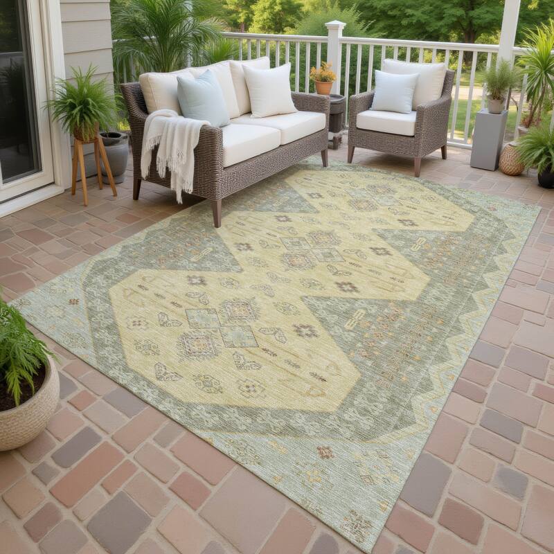 Machine Washable Indoor/ Outdoor Global Hiawatha Chantille Rug - Sage - 10' x 14'