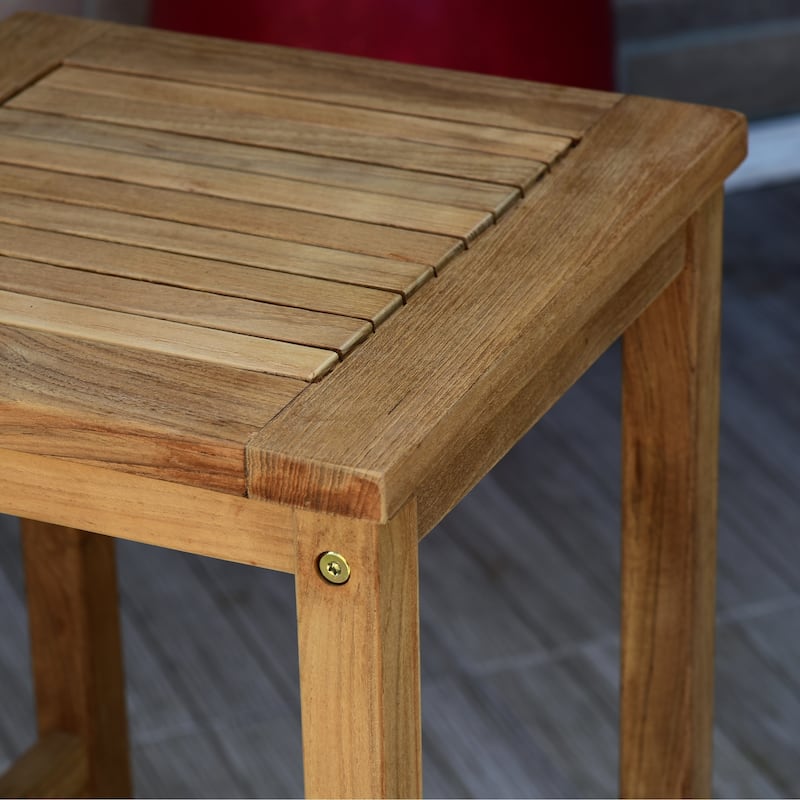 Amazonia 1pc Outdoor Patio FSC Solid Teak Backless Barstool