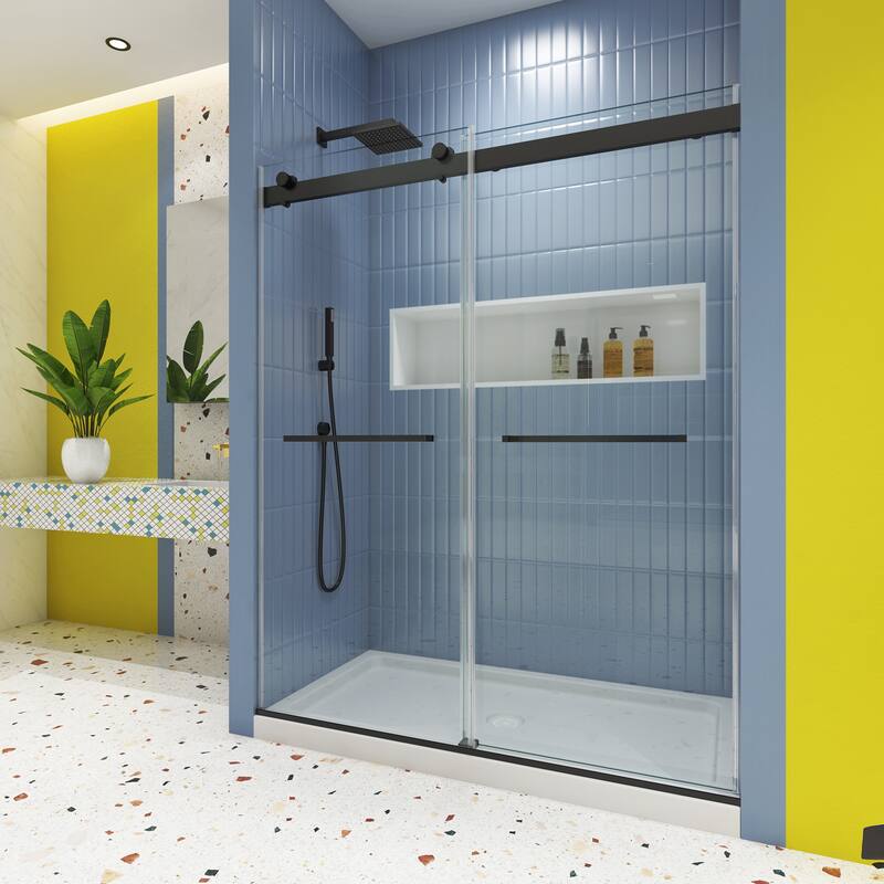 48"/60" x 74" Double Sliding Semi-Frameless Shower Door with Clear Glass