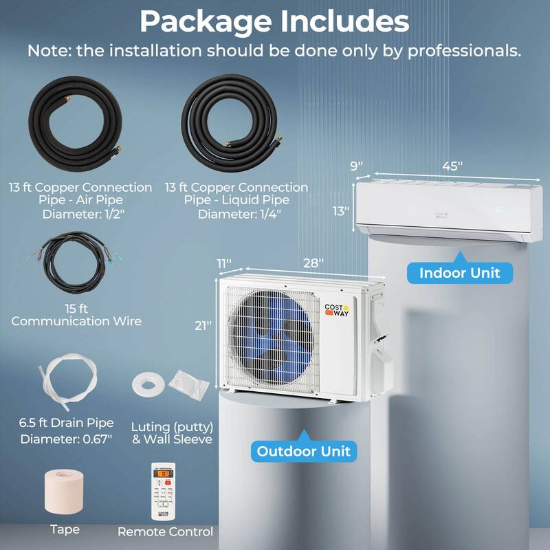 Costway 18000 BTU Mini Split Air Conditioner & Heater 25 SEER2 - See Details