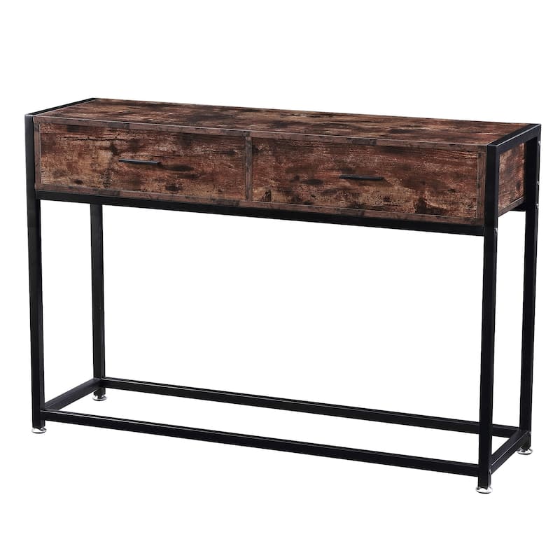 47.2'' Industrial Console Table with Storage Drawers and Shelf