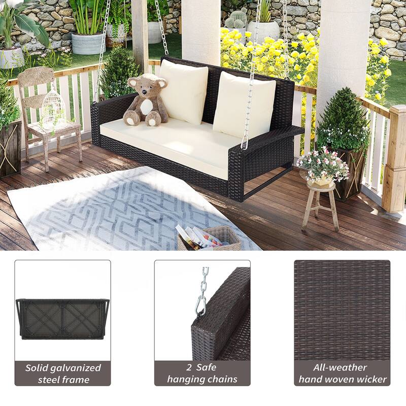 2-Person Wicker Hanging Porch Swing