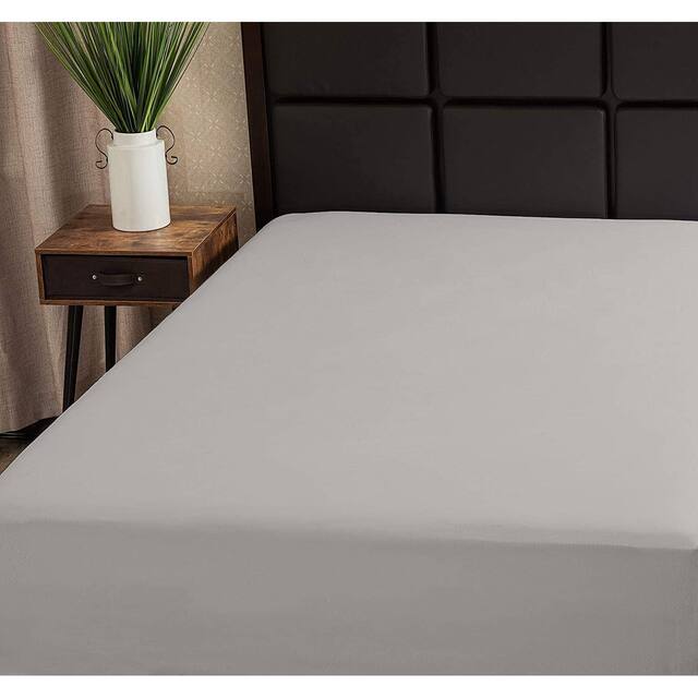 Superity Linen Cotton Fitted Bed Sheet - 60x75" RV (Short Queen) - Stone