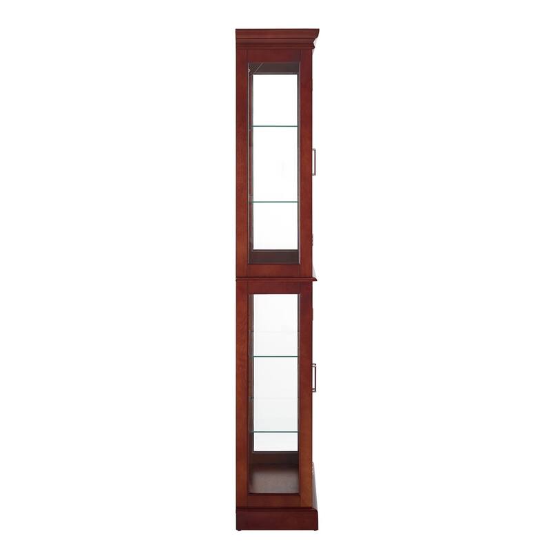 Lighted Curio Diapaly Cabinet w/ Adjustable Shelves and Mirrored Panel
