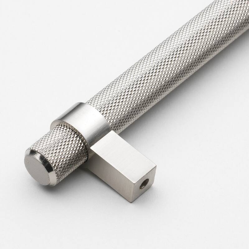 5 in Screw Center Knurled Euro Solid Steel Bar Pull (Pack of 5) - Satin Nickel