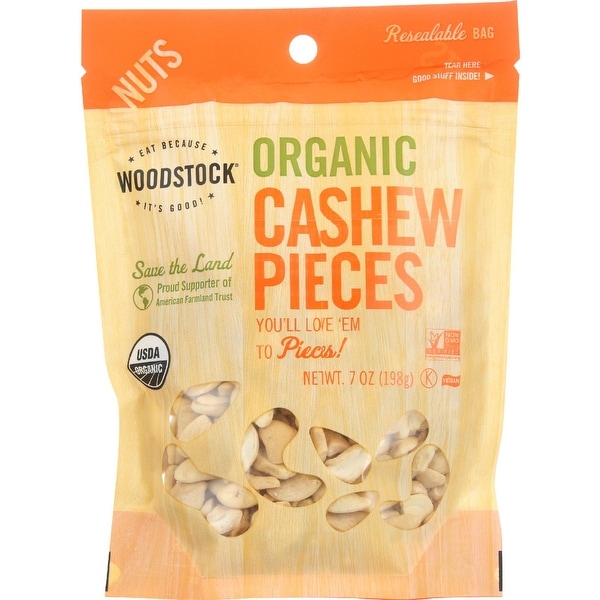 Woodstock Organic Cashews - Pieces - Raw - Case of 8 - 7 oz.