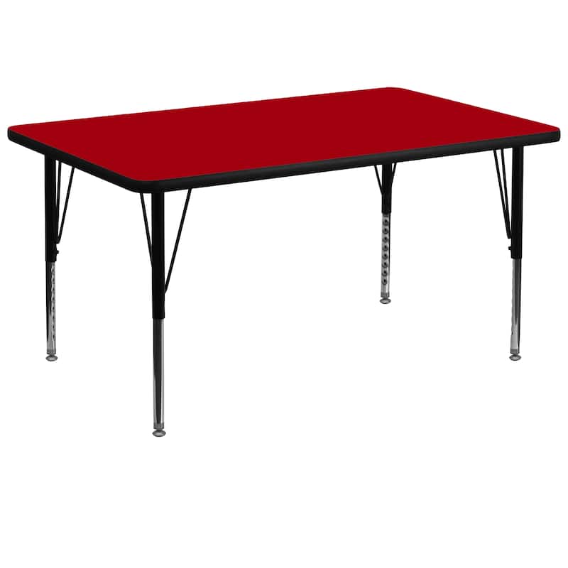 36''W x 72''L Thermal Laminate Activity Table - Adjustable Short Legs - Red