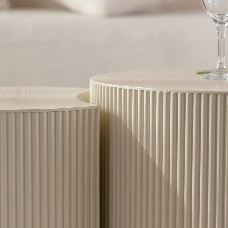 Small Space Round Wood Coffee Table - No Assembly Required for Living Room