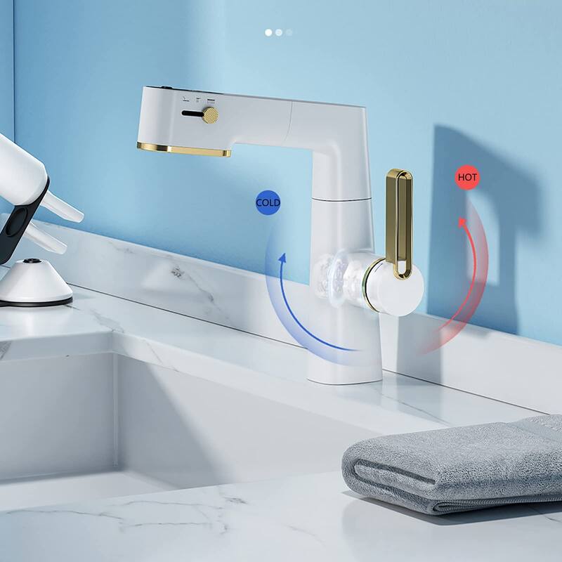 Bathroom Sink Faucet with 360° Swivel Sprayer And Digital Display, Basin Faucets
