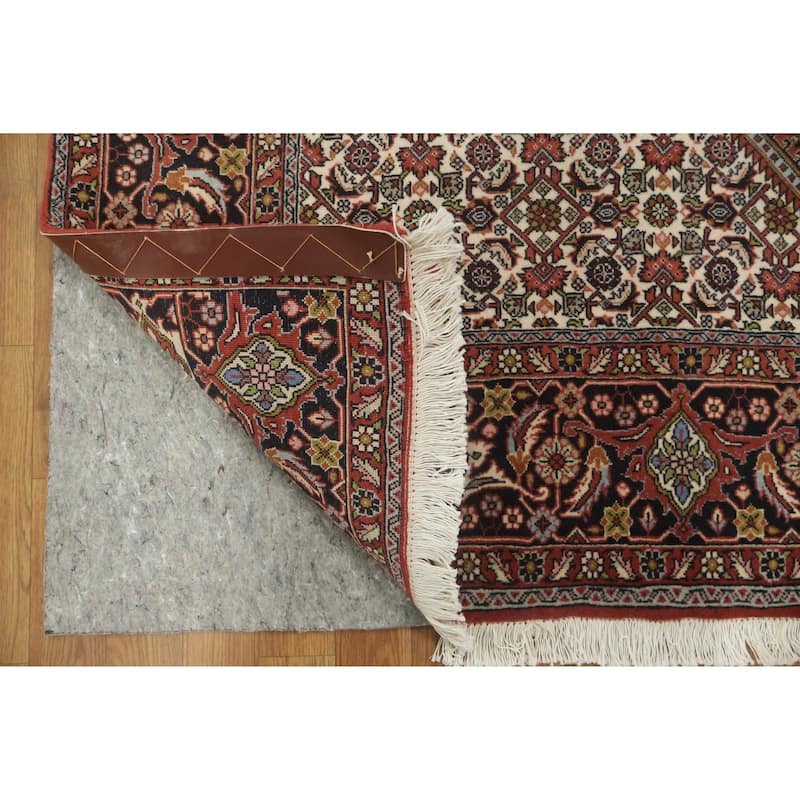 Hand Knotted Oriental 100% Wool Carpet Traditional Geometric Red Bidjar Area Rug - 9' 10'' X 6' 6''