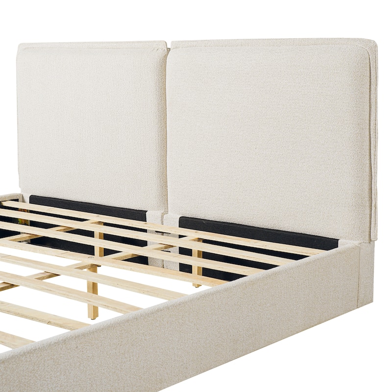 Christopher Knight Home - Modern Upholstered Bed with Double - Pillow Headboard