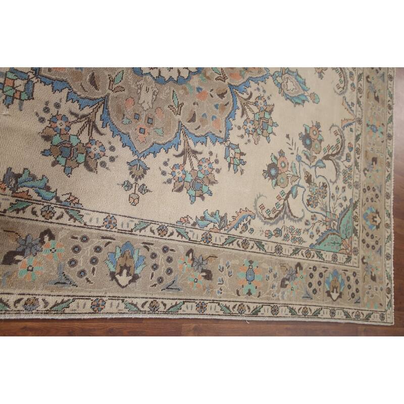 Traditional Tabriz Persian Vintage Area Rug Hand-knotted Wool Carpet - 6'6" x 9'8"