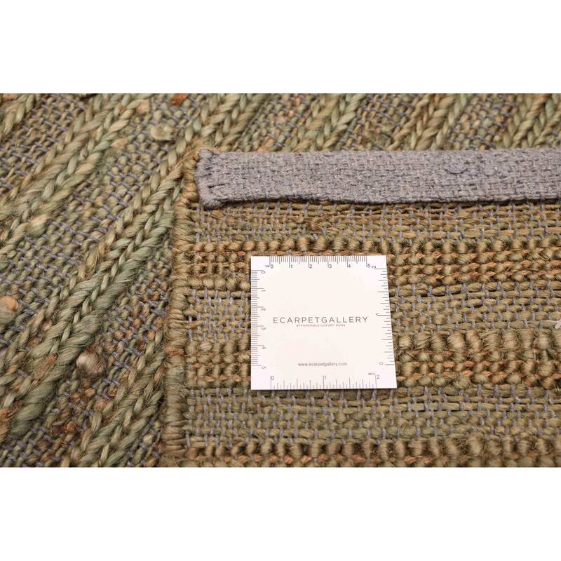 ECARPETGALLERY Braided Weave Palas Denizli Green Jute Rug - 5'2 x 7'11