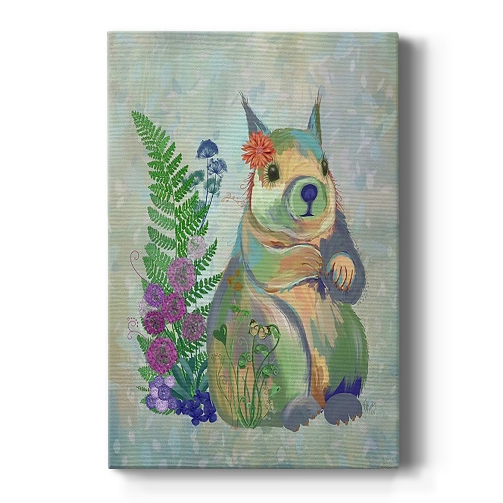 Fantastic Florals Squirrel Premium Gallery Wrapped Canvas - Ready to Hang