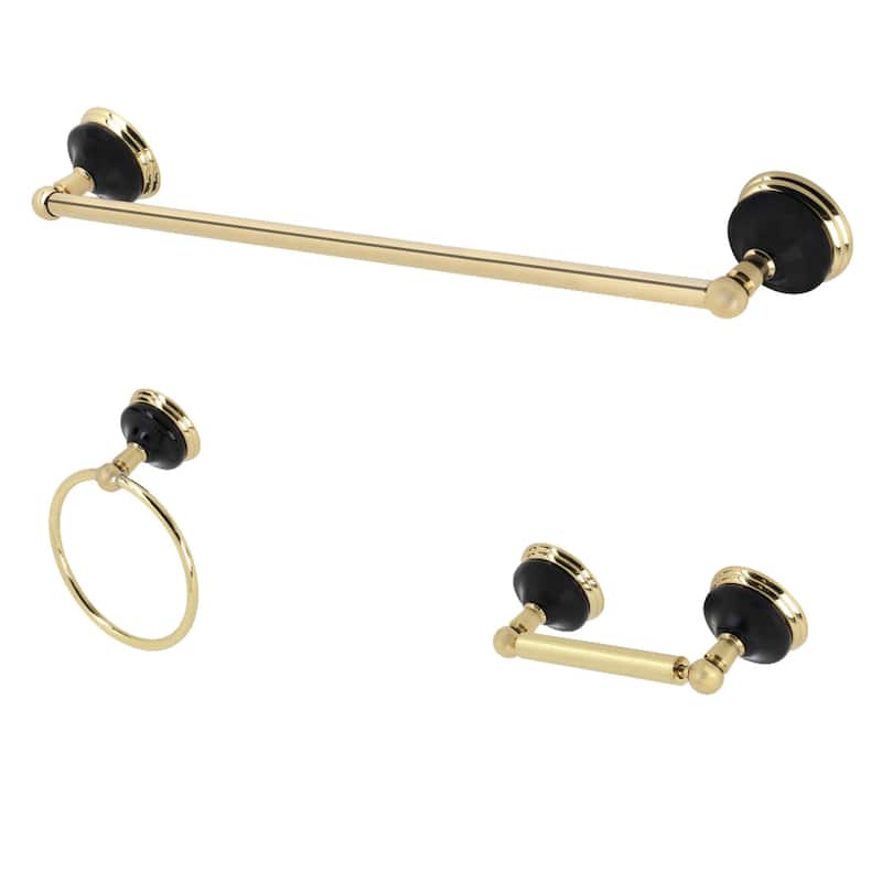 Kingston Brass Water Onyx 3 Piece Bathroom Package with 18" Towel Bar,