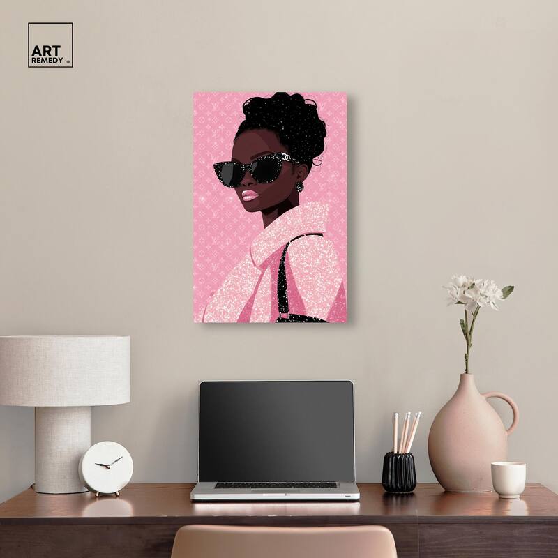 Pink Luxury Woman Canvas by Art Remedy, Gallery Wrapped