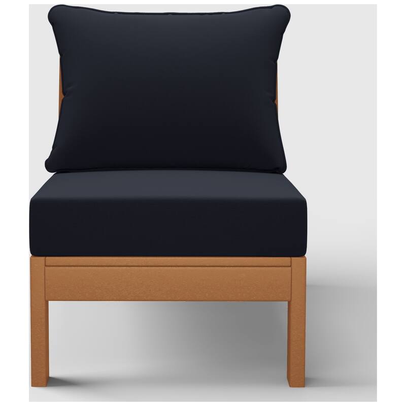 Birchwood All Weather HDPE Outdoor Patio Deep Seating Teak Armless Chair With Cushions (1-Piece)