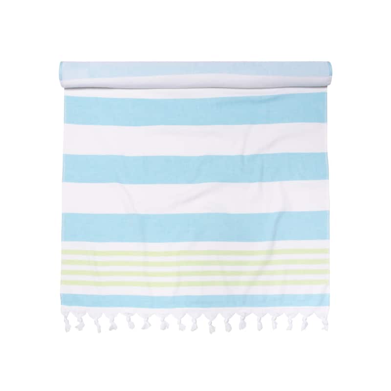 Superior Bahari Stripe Fouta Beach Towel with Tassels - 35" x 68"