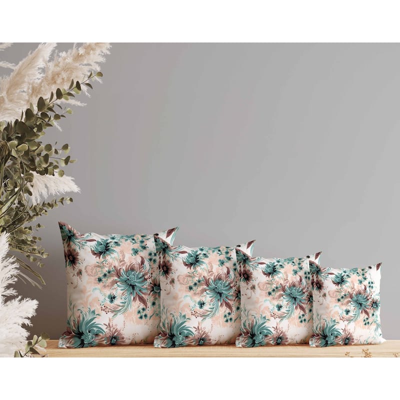 Delightful Wildflowers Faux Suede Reversible Throw Pillow Pink and Brown