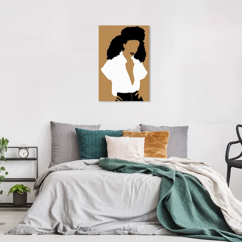 Wynwood Studio Canvas Fashion and Glam Glorious Her Brown and Ochre Modern & Contemporary Wall Art Canvas Print - 24 x 16