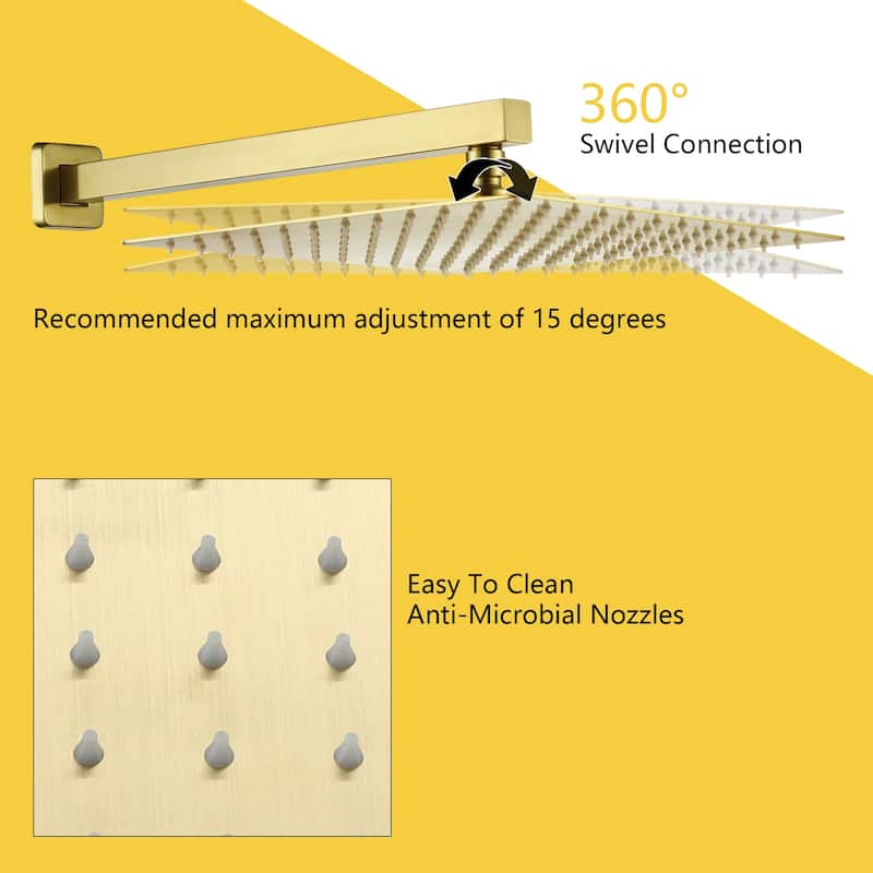 2-Function 10/12-In Wall Mounted Shower System with Handheld Shower